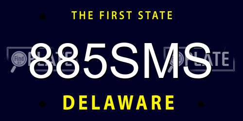 885SMS Delaware License Plate
