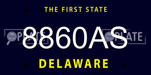 8860AS Delaware License Plate