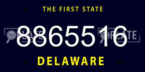 8865516 Delaware License Plate