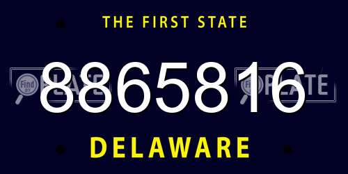 8865816 Delaware License Plate