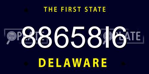 88658I6 Delaware License Plate