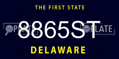 8865ST Delaware License Plate