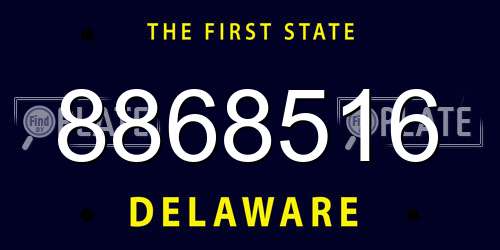 8868516 Delaware License Plate