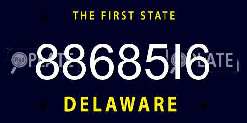 88685I6 Delaware License Plate
