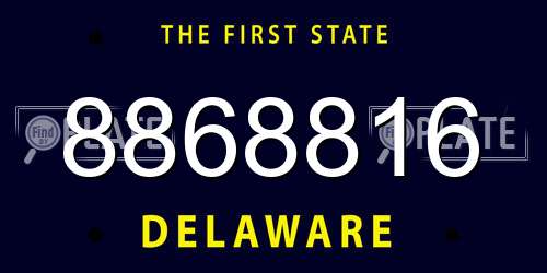 8868816 Delaware License Plate