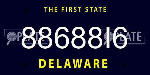 88688I6 Delaware License Plate