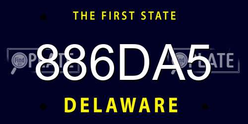 886DA5 Delaware License Plate