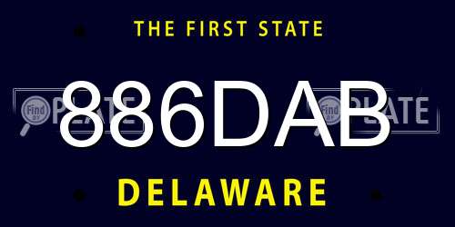 886DAB Delaware License Plate