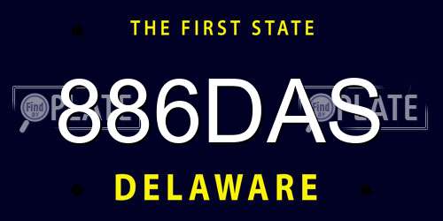 886DAS Delaware License Plate