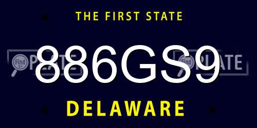 886GS9 Delaware License Plate