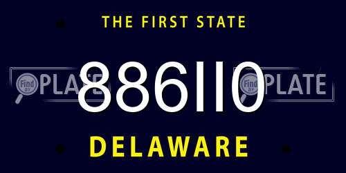 886II0 Delaware License Plate