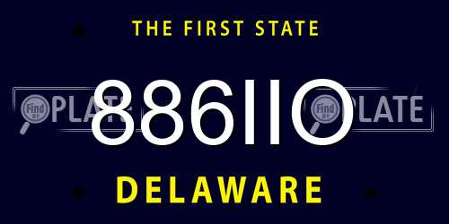 886IIO Delaware License Plate