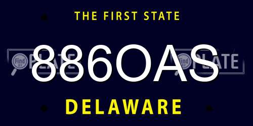 886OAS Delaware License Plate