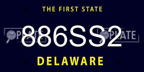 886SS2 Delaware License Plate