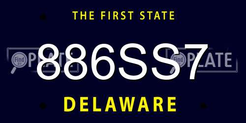 886SS7 Delaware License Plate