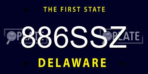 886SSZ Delaware License Plate