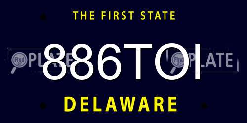 886TOI Delaware License Plate