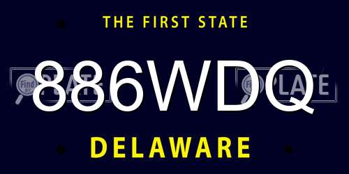 886WDQ Delaware License Plate
