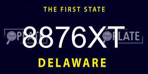 8876XT Delaware License Plate