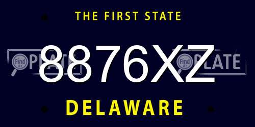 8876XZ Delaware License Plate