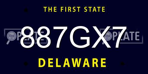 887GX7 Delaware License Plate