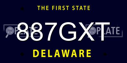 887GXT Delaware License Plate