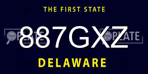 887GXZ Delaware License Plate