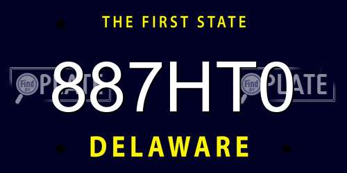 887HT0 Delaware License Plate