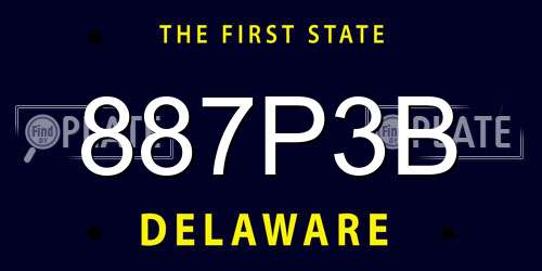 887P3B Delaware License Plate