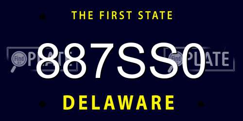 887SS0 Delaware License Plate