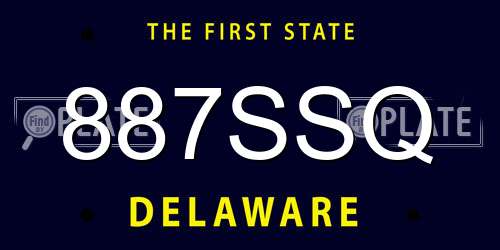 887SSQ Delaware License Plate