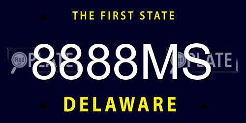 8888MS Delaware License Plate