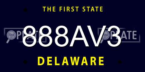 888AV3 Delaware License Plate