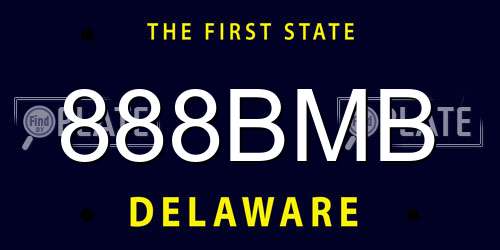 888BMB Delaware License Plate