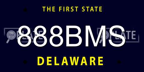 888BMS Delaware License Plate