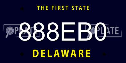 888EB0 Delaware License Plate
