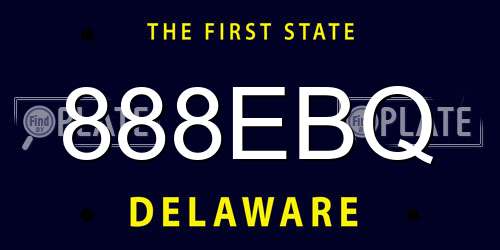 888EBQ Delaware License Plate