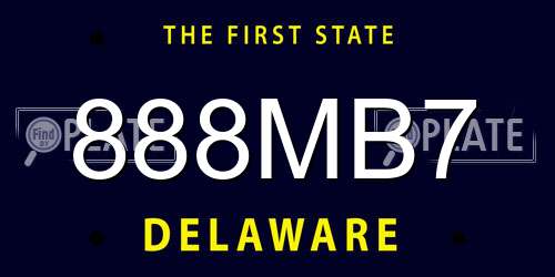 888MB7 Delaware License Plate