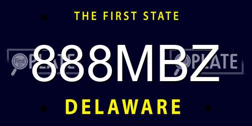 888MBZ Delaware License Plate