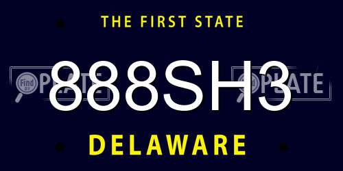 888SH3 Delaware License Plate