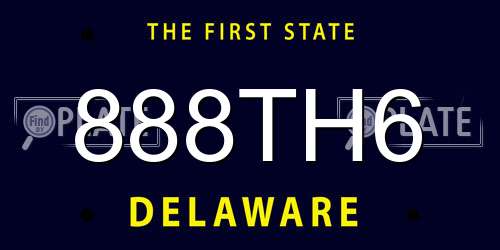 888TH6 Delaware License Plate