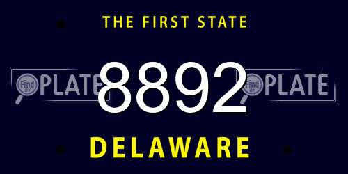8892 Delaware License Plate