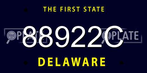 88922C Delaware License Plate