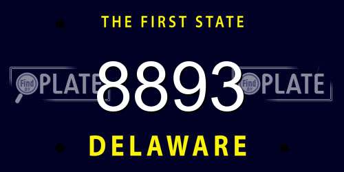 8893 Delaware License Plate