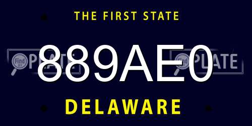 889AE0 Delaware License Plate
