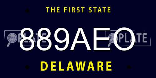 889AEO Delaware License Plate