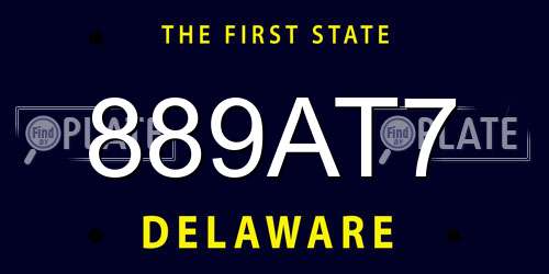 889AT7 Delaware License Plate