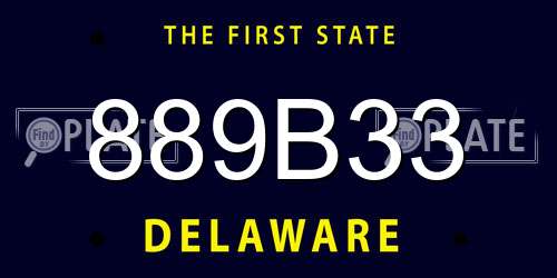 889B33 Delaware License Plate
