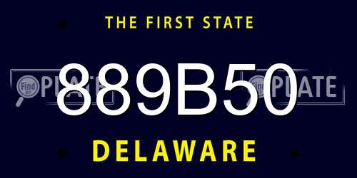 889B50 Delaware License Plate