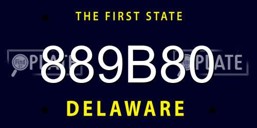 889B80 Delaware License Plate